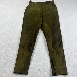 Alan Bilzerian Brown Leather Pants Button Up Women's Size 28 30